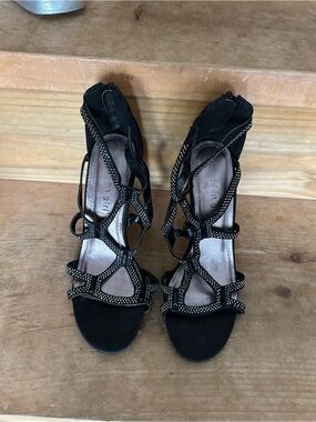 Madden Girl Black Studded Strappy High Heels